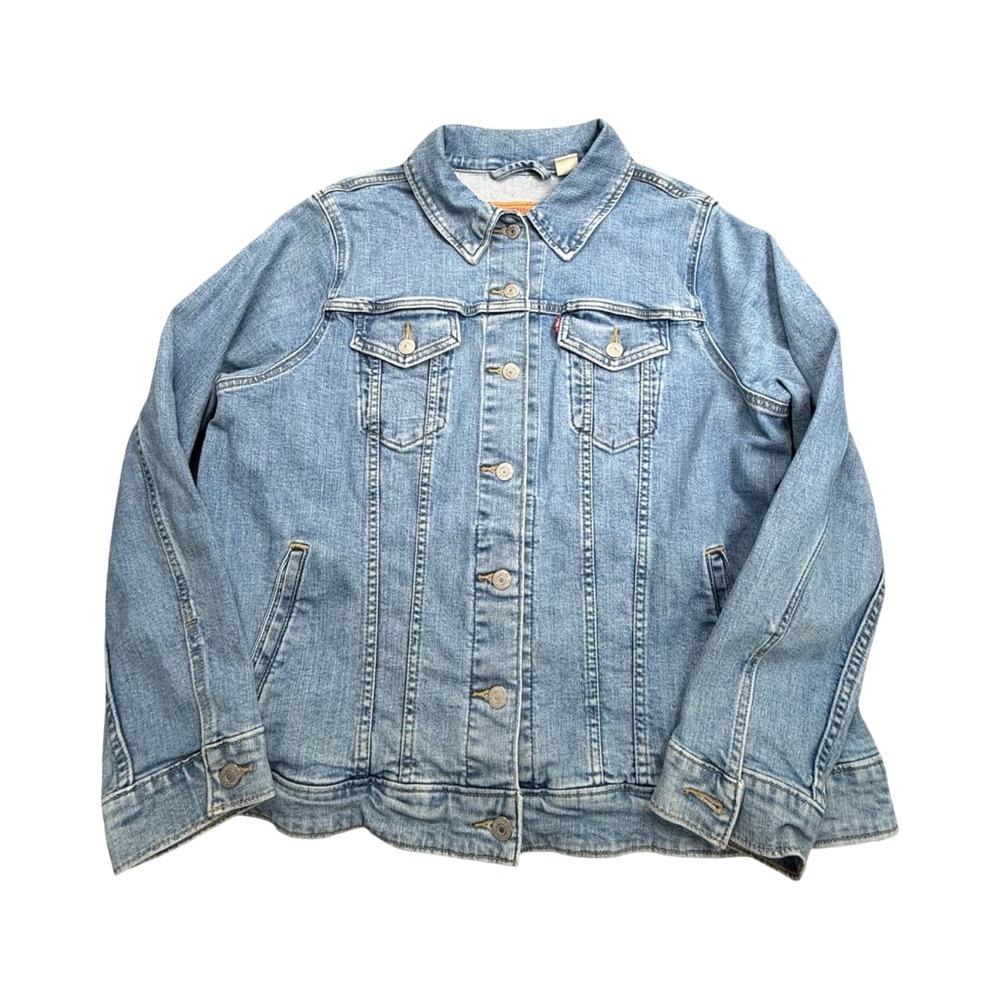 Levi's Trucker Jacket Womens 2X Light Wash Denim Stretch Western